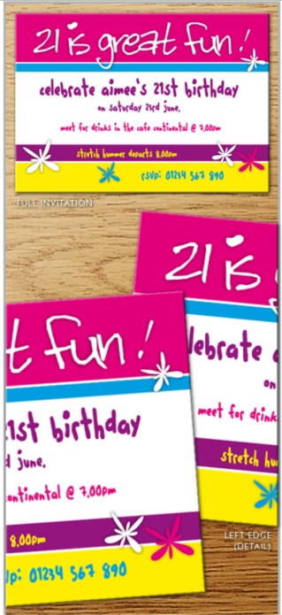  this colourful party invitation ! Celebrate your 21st birthday in bright 